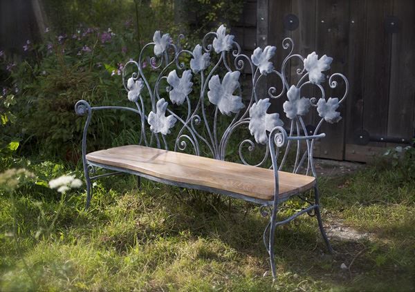 Ferforje bahçe mobilyaları çiçekli bahçe bank