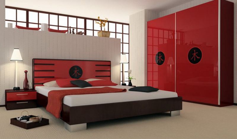 Kırmızı yatak odası dekorasyon