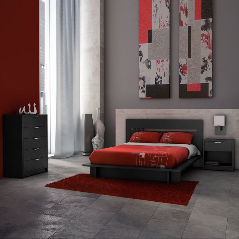 Modern kırmızı yatak odası dekorasyon