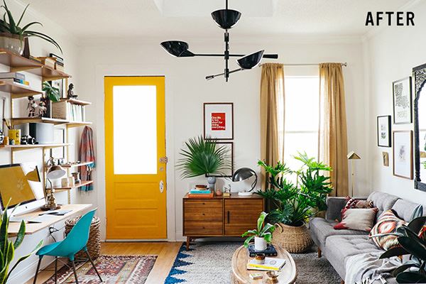 Renkli küçük oturma odası dekorasyonu